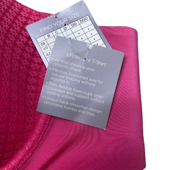 Catherines Underwire T-shirt Bra Floral Hot Pink Fuchsia Lace Textured NEW 50C - Picture 5 of 10